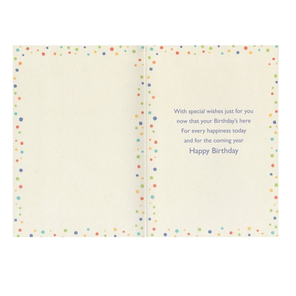 Birthday Card Blue Dotted Border