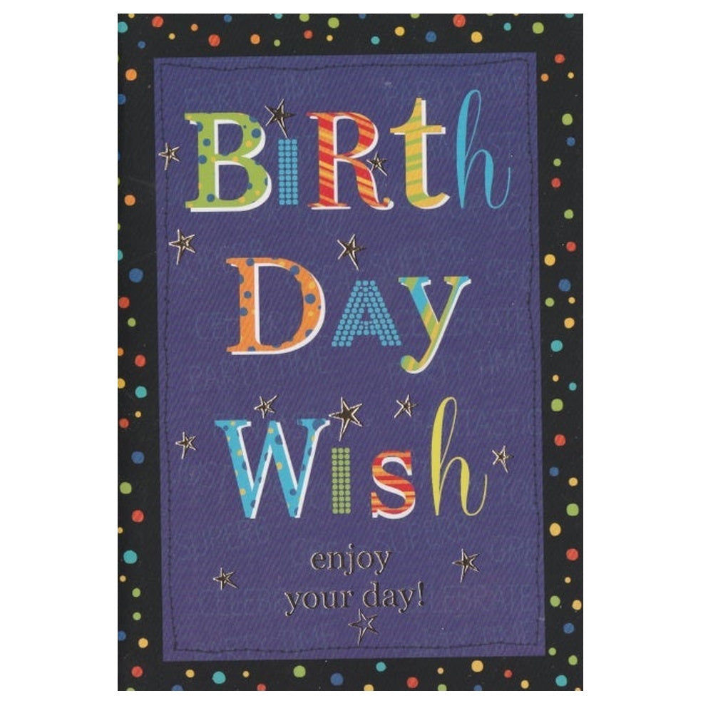 Birthday Card Blue Dotted Border