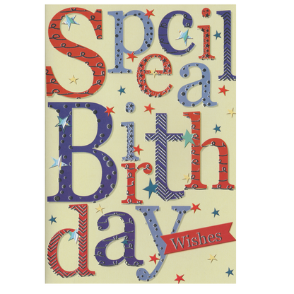 Birthday Card Blue Red