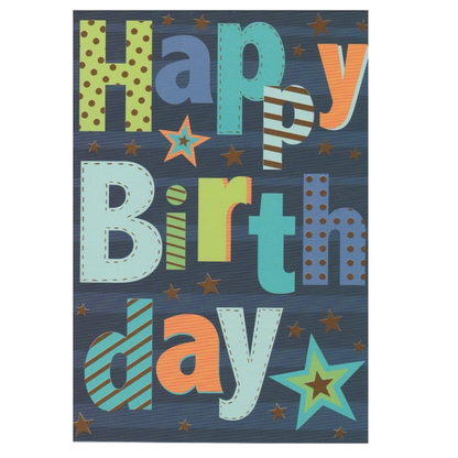 Birthday Card Blue Stars