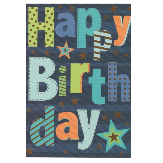 Birthday Card Blue Stars