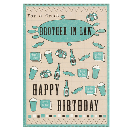 Birthday Card Brother In Law Glasses Bottles