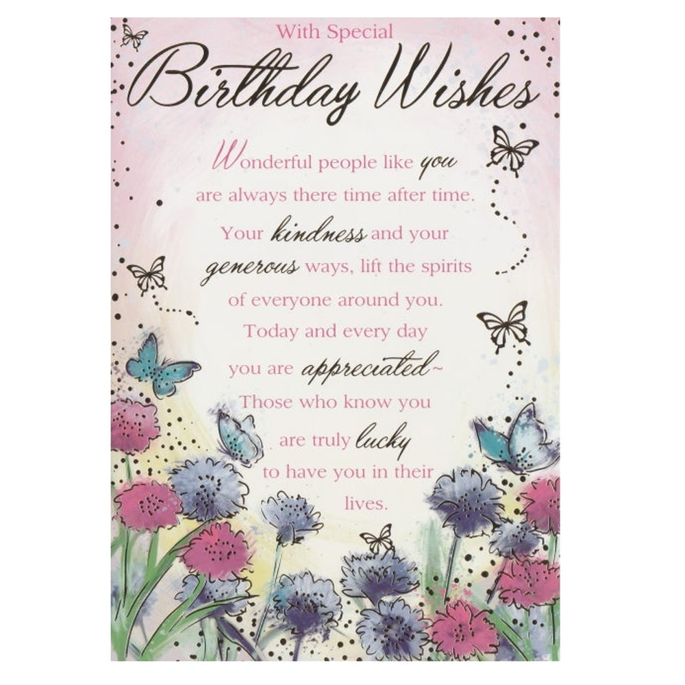 Birthday Card Butterflies Flowers