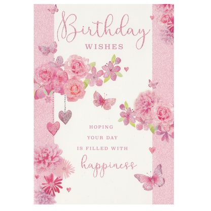 Birthday Card Butterflies Hearts