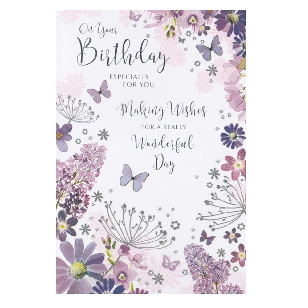 Birthday Card Butterflies Purple