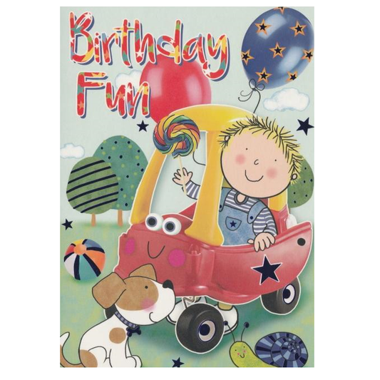 Birthday Card Car Dog