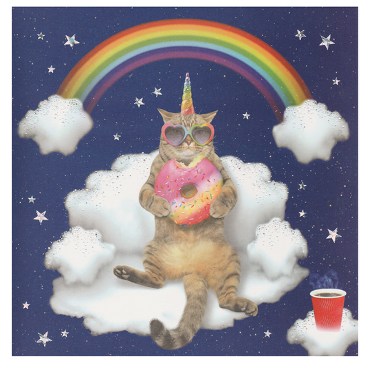 Birthday Card Cat Rainbow