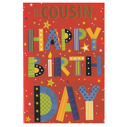 Birthday Card Cousin Text Red