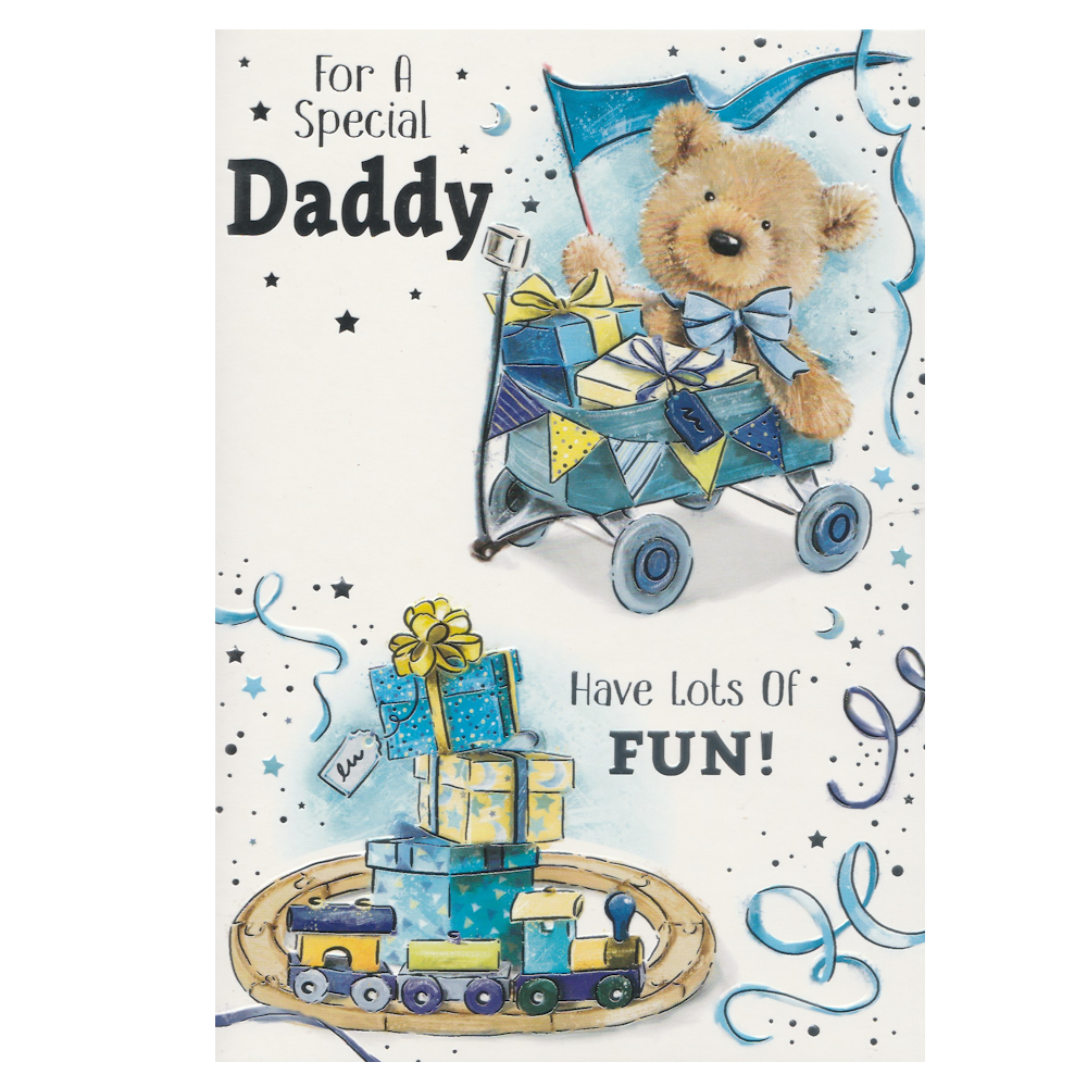 Birthday Card Daddy Teddy Cart