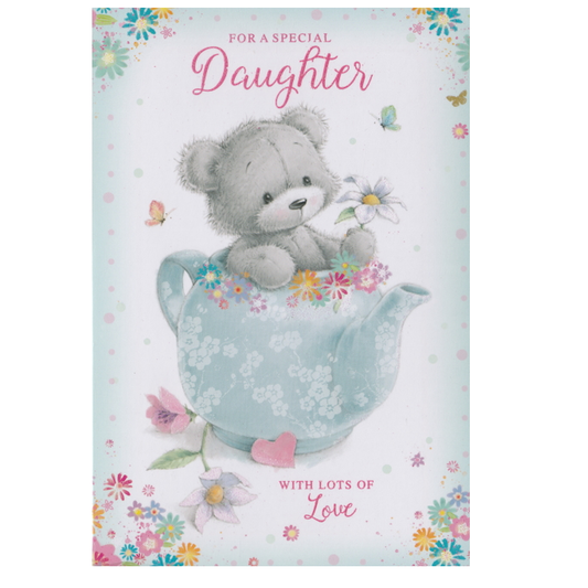 Birthday Card Daughter Bear Teapot