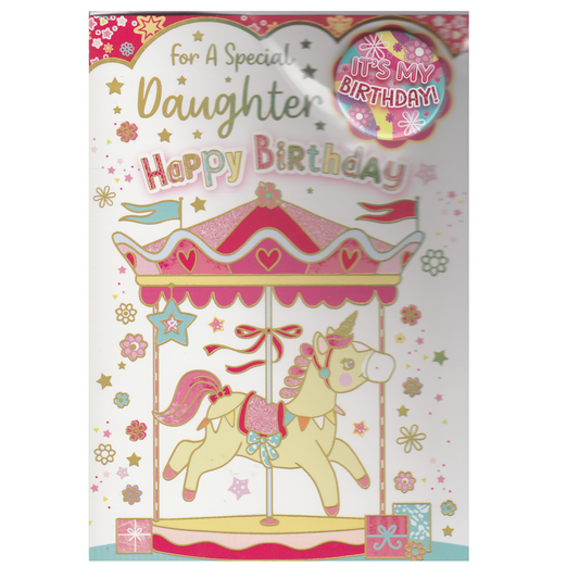 Birthday Card Daughter Carousel With Badge