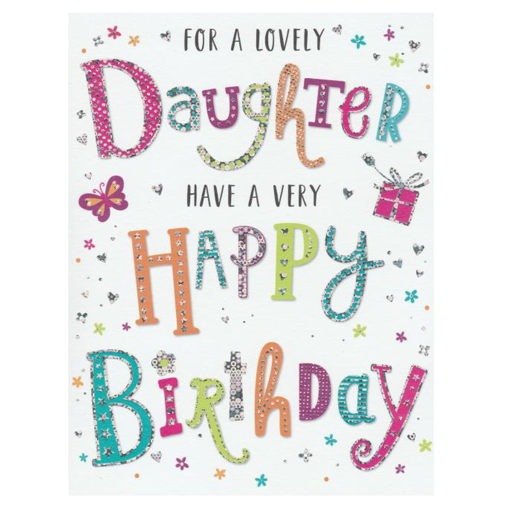 Birthday Card Daughter Colourful Words