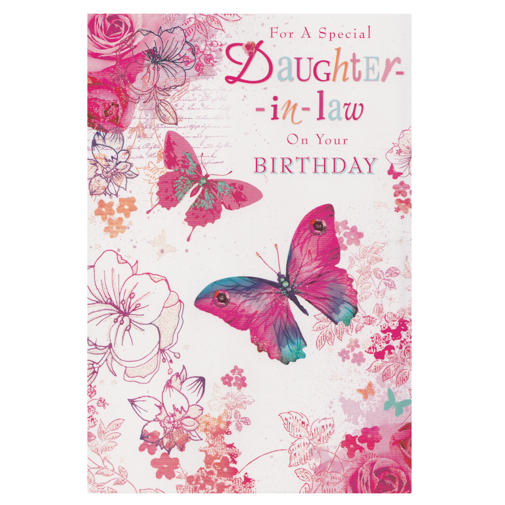 Birthday Card Daughter In Law Butterflies Pink