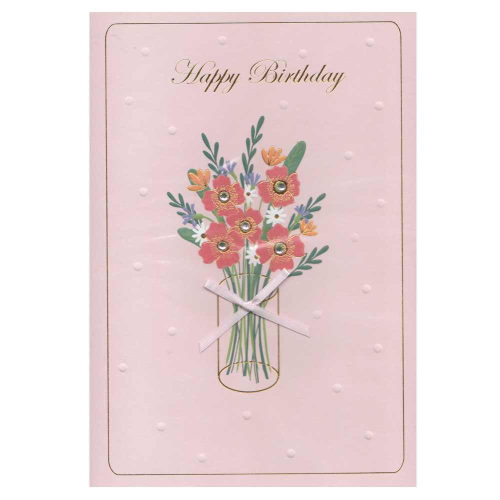 Birthday Card Diamante Bouquet