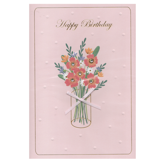 Birthday Card Diamante Bouquet