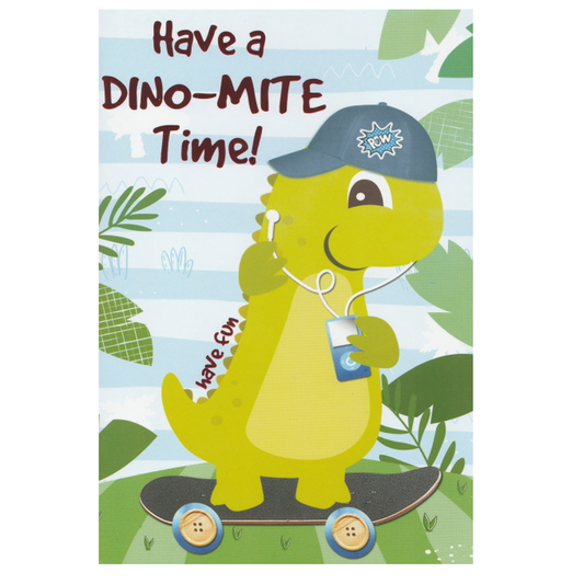 Birthday Card Dinosaur Skateboard