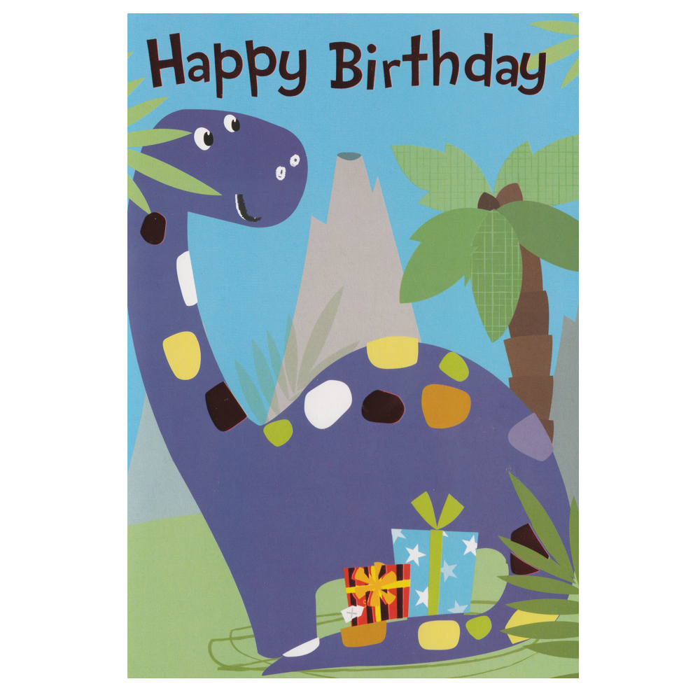 Birthday Card Dinosaur & Volcano