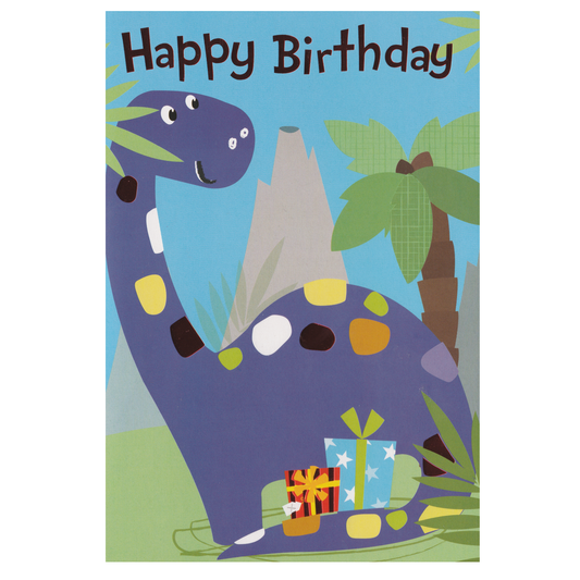 Birthday Card Dinosaur & Volcano