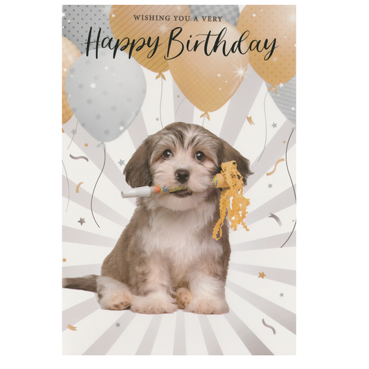 Birthday Card Dog Party Blower