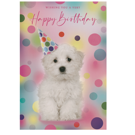 Birthday Card Dog Party Hat