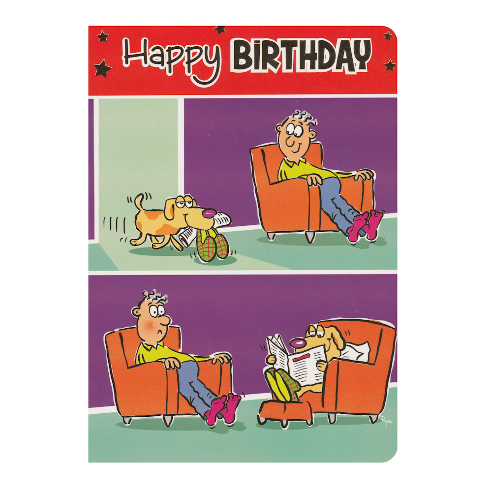 Birthday Card Dog & Slippers