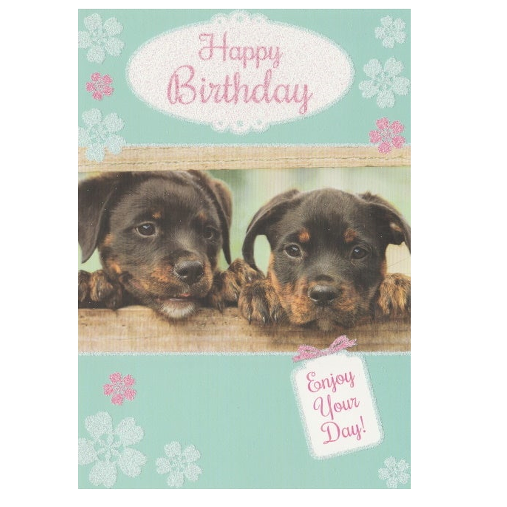 Birthday Card Dogs Green