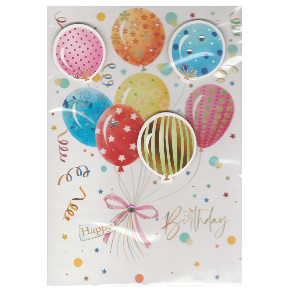 Birthday Card Eight Balloons