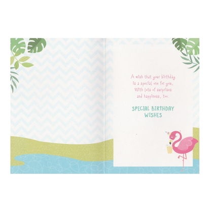 Birthday Card Flamingo Party Hat