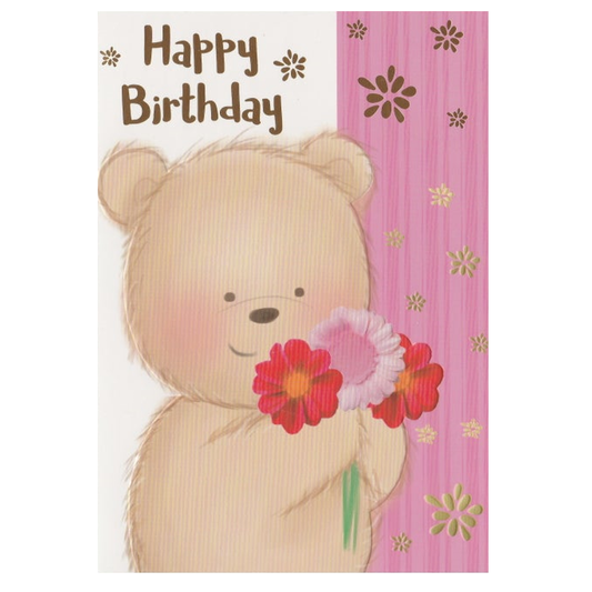 Birthday Card Flower & Bear