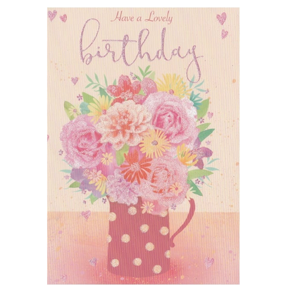 Birthday Card Flowers In Spotted Jug