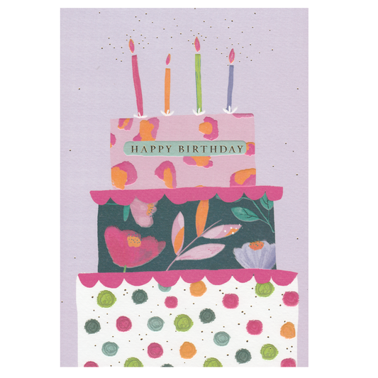 Birthday Card Four Candles Cake