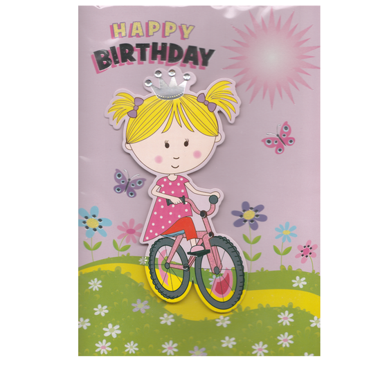 Birthday Card Girl & Bike