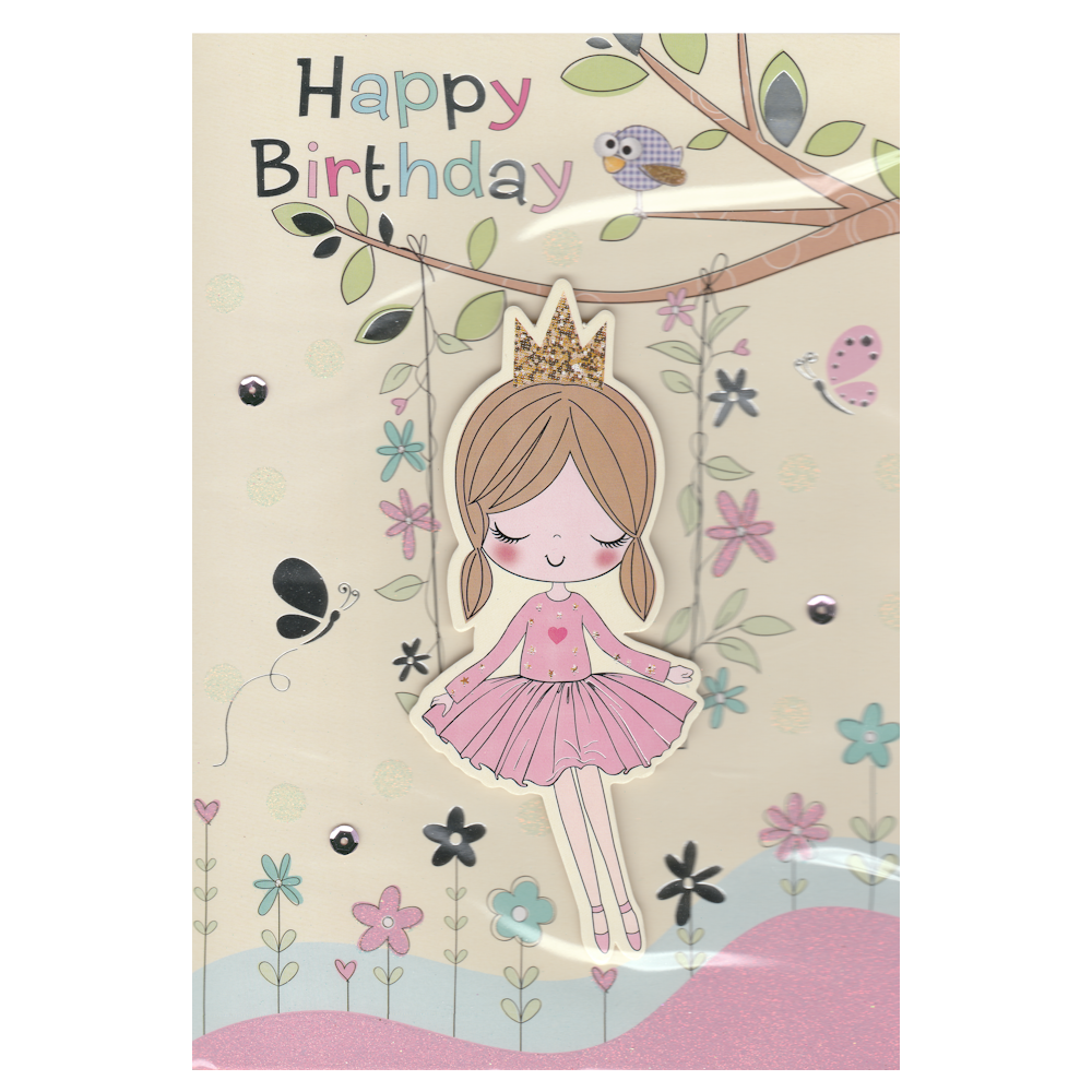 Birthday Card Girl On Swing