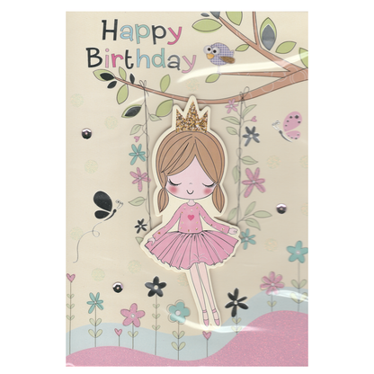 Birthday Card Girl On Swing