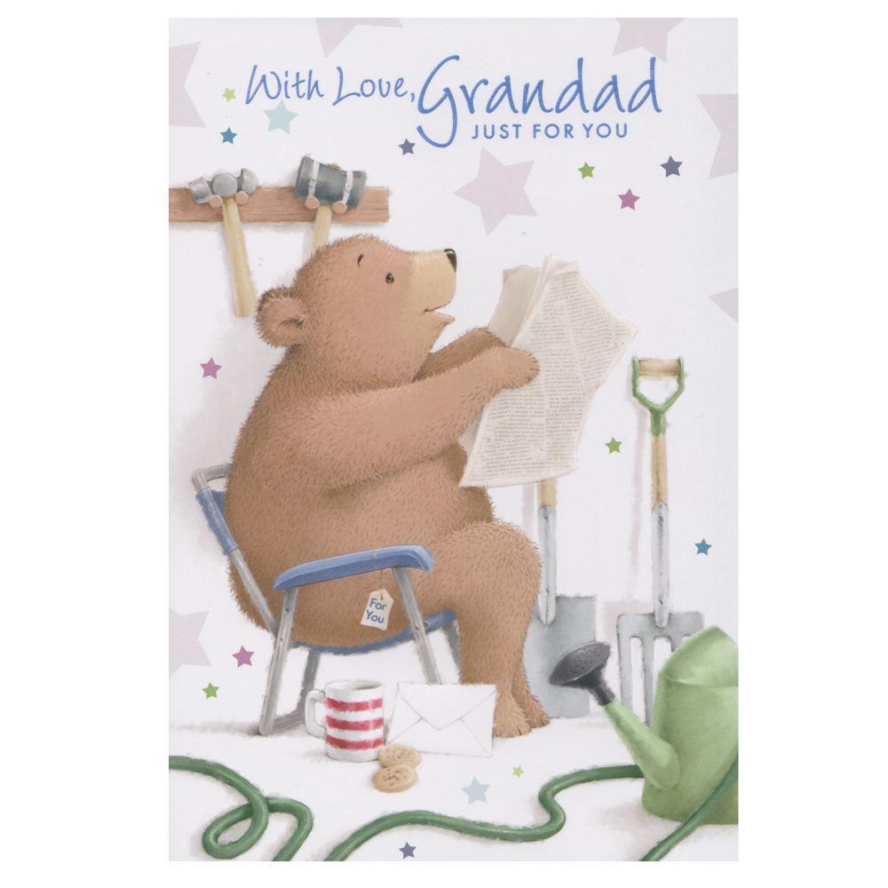 Birthday Card Grandad Bear Newspaper