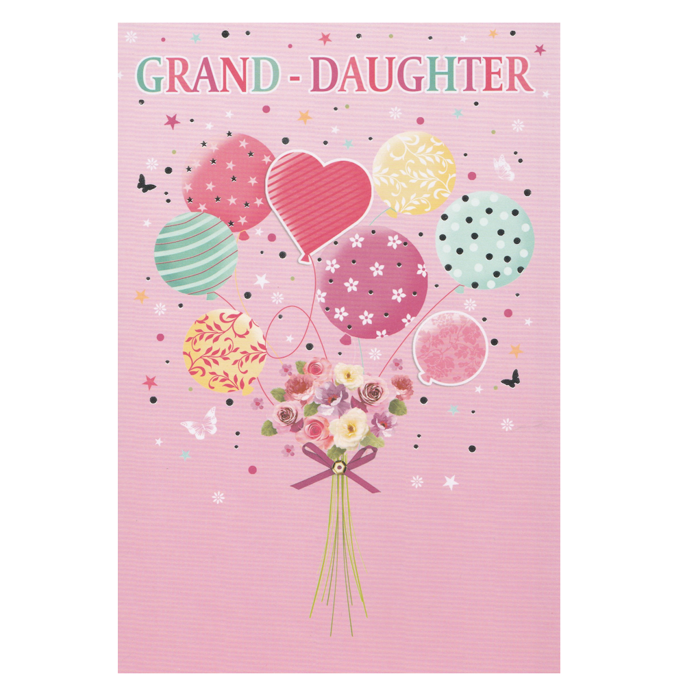 Birthday Card Granddaughter Heart Bouquet