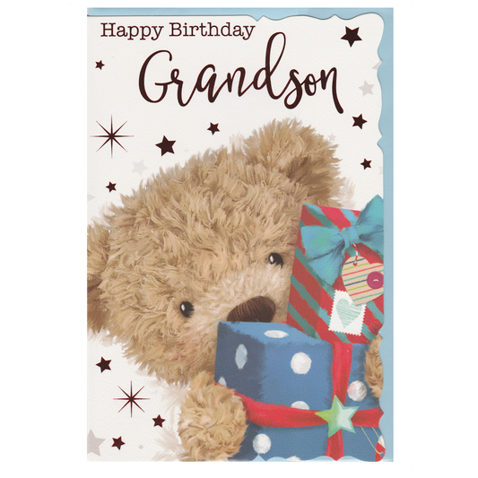 Birthday Card Grandson Present Bear