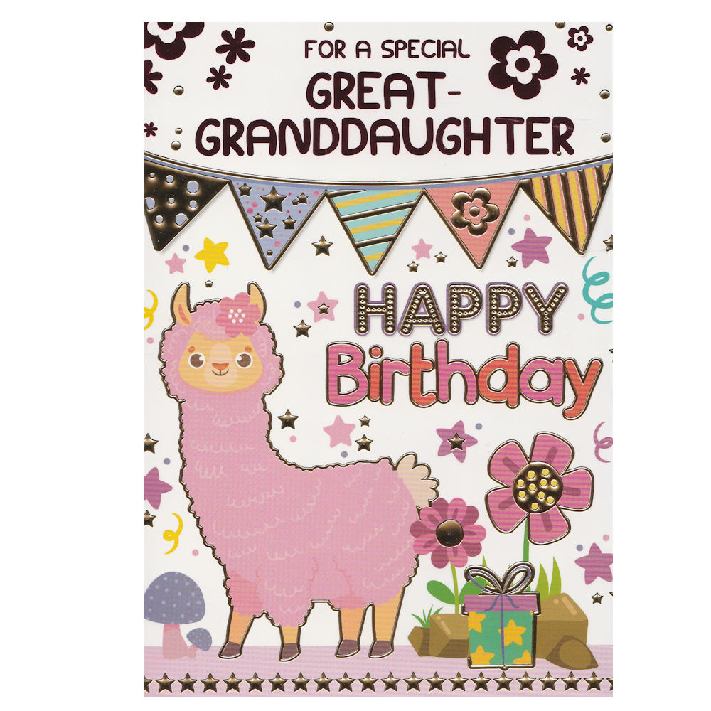 Birthday Card Great Granddaughter Alpaca