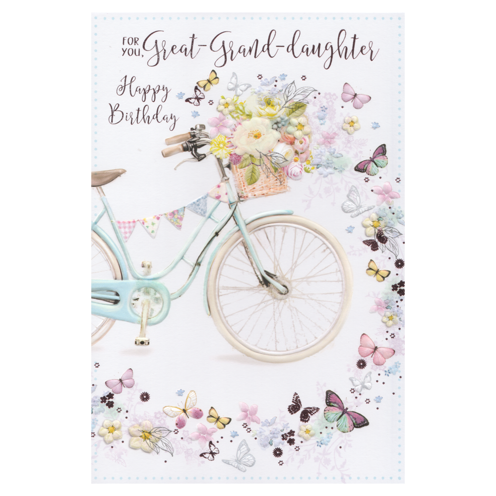 Birthday Card Great Granddaughter Bicycle