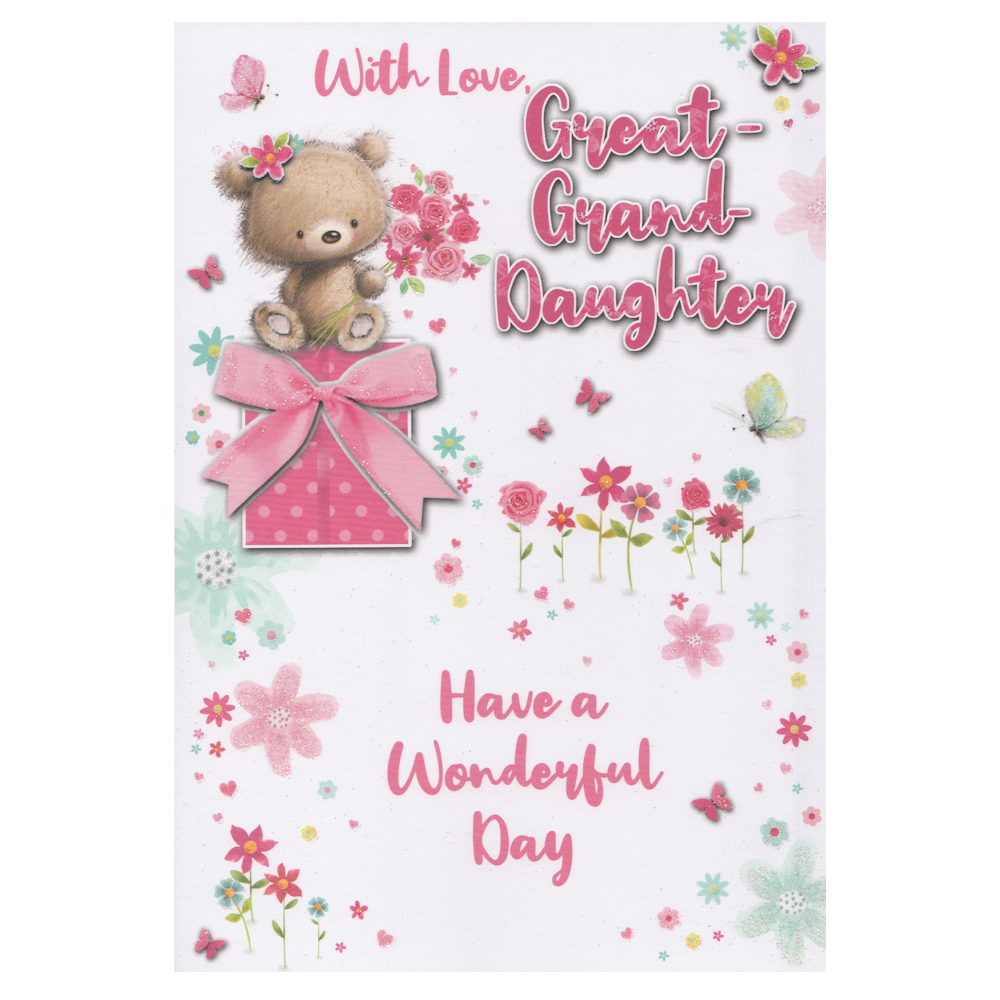 Birthday Card Great Granddaughter Bow