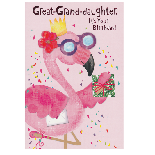 Birthday Card Great Granddaughter Flamingo