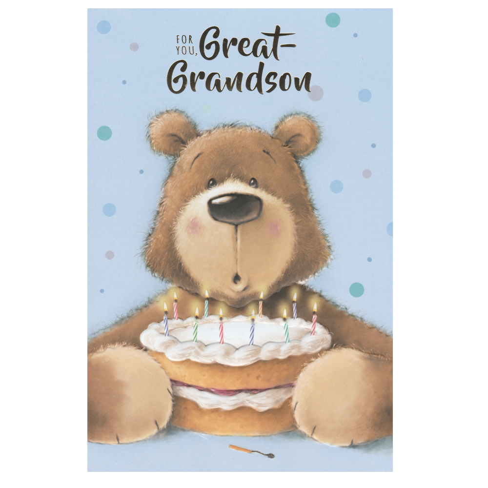 Birthday Card Great Grandson Candles Cake