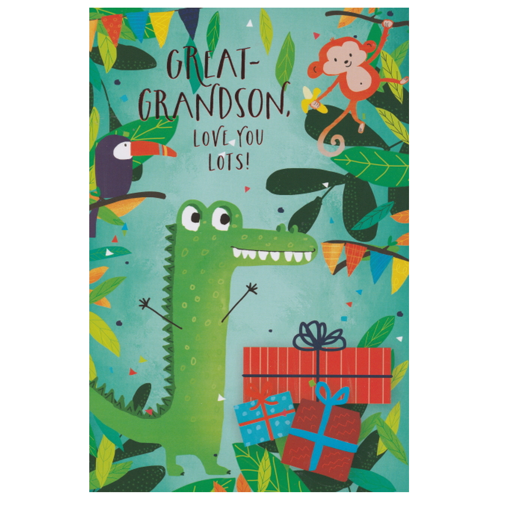 Birthday Card Great Grandson Crocodile Toucan