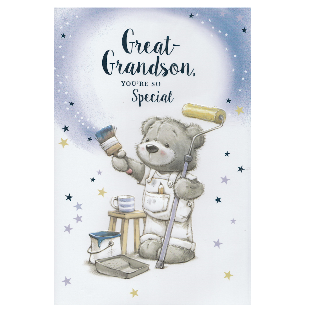 Birthday Card Great Grandson Decorating Bear