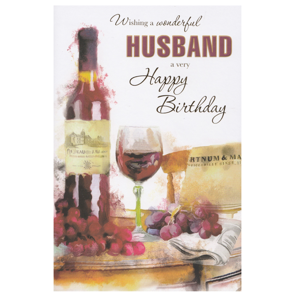 Birthday Card Husband Wine Glass