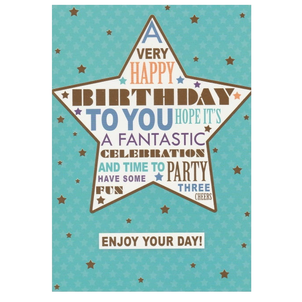 Birthday Card Large Star Text