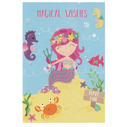 Birthday Card Mermaid & Seahorse