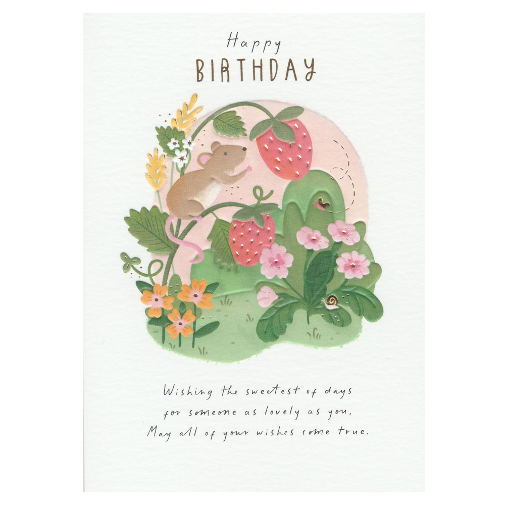 Birthday Card Mouse & Strawberries