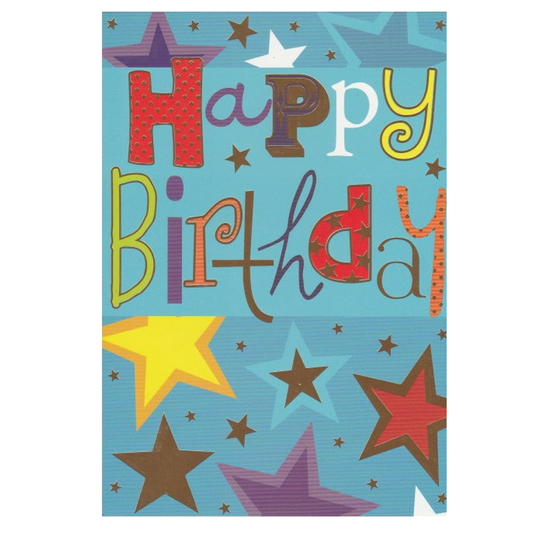 Birthday Card Multi Stars Blue