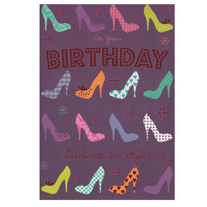 Birthday Card Multicoloured Shoes